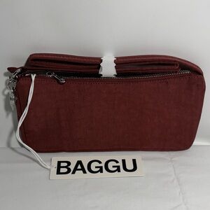 BAGGU NEW Mini Nylon Pochette Purse Bag Mahogany
